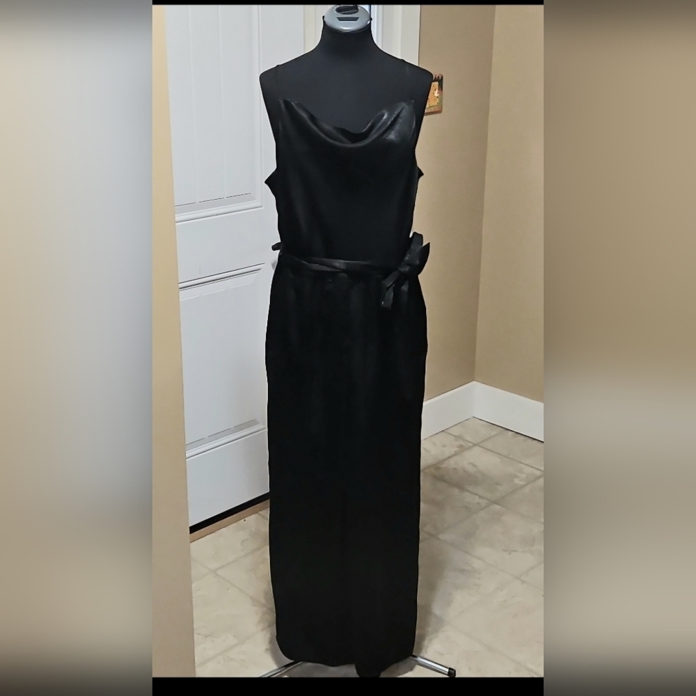 Dynamite Black Wide Leg Silky Belted Jumpsuit S